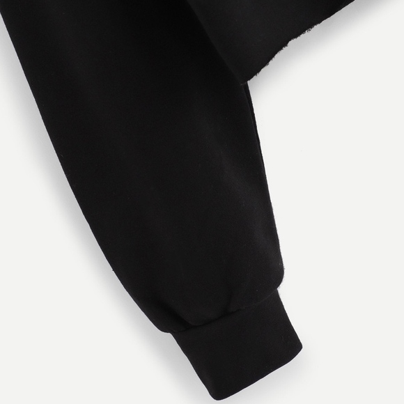 Guilty Print Cropped Hoodie Sweatshirt White Black - Picture 3 of 8